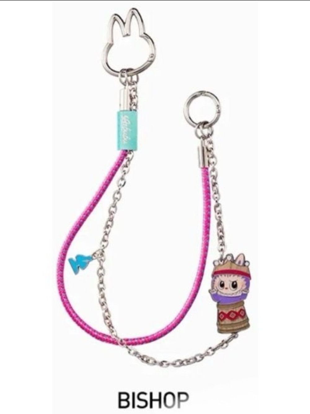 Labubu Bishop Pink Character Lanyard Keychain